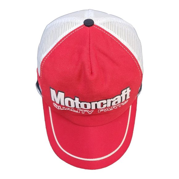 Vintage Motorcraft Quality Parts 3 Stripe Trucker Hat Mesh Snapback Cap USA READ - Picture 10 of 13